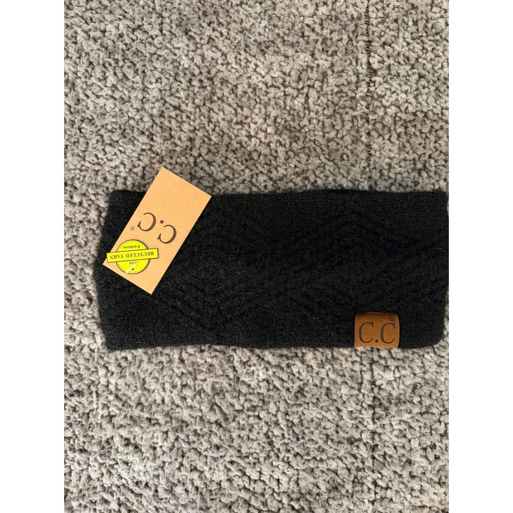C.C. Headband One Size Black Recycled Yarn Ear Warmer Gorpcore Winter Outdoor